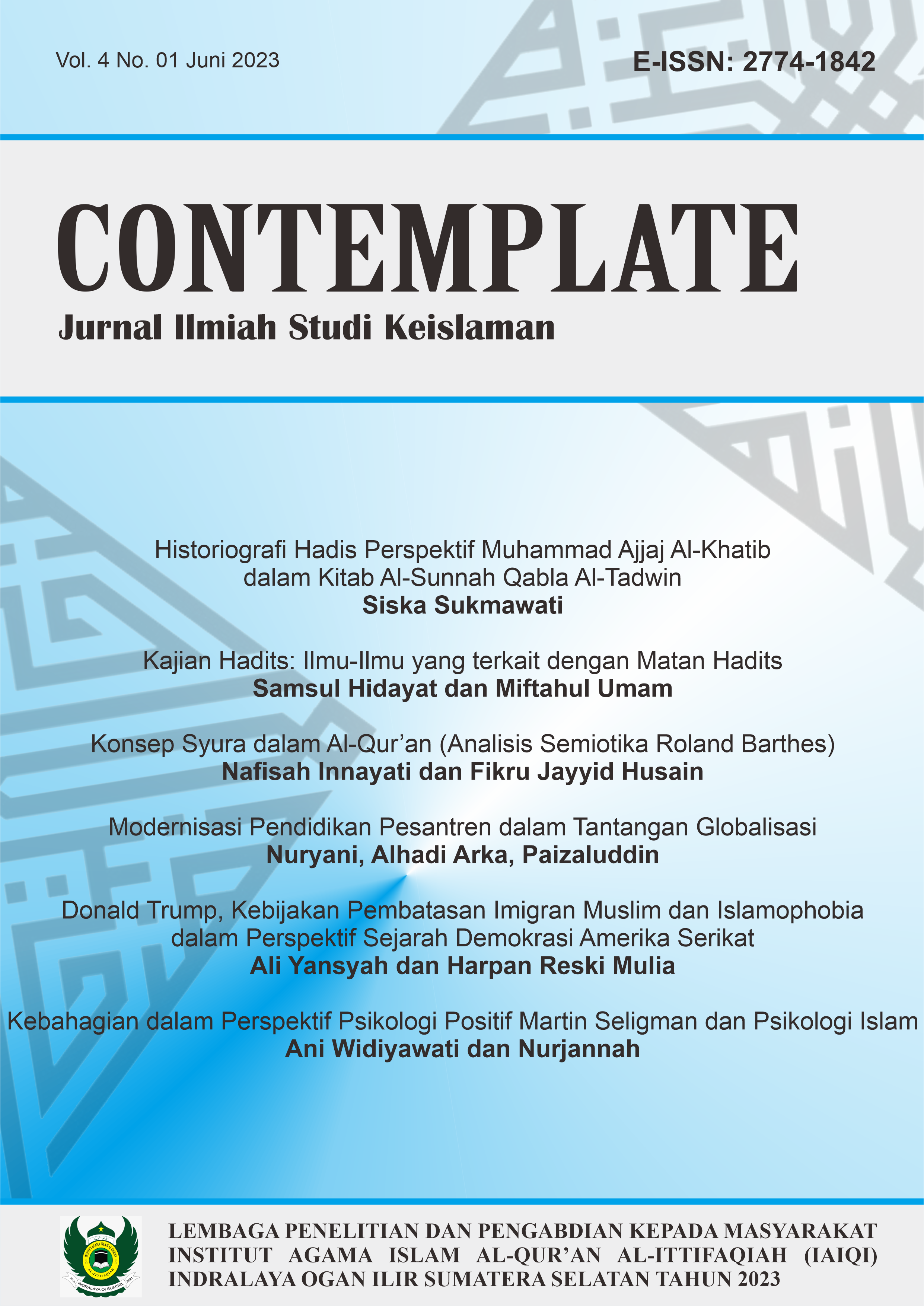 CONTEMPLATE: Jurnal Ilmiah Studi Keislaman